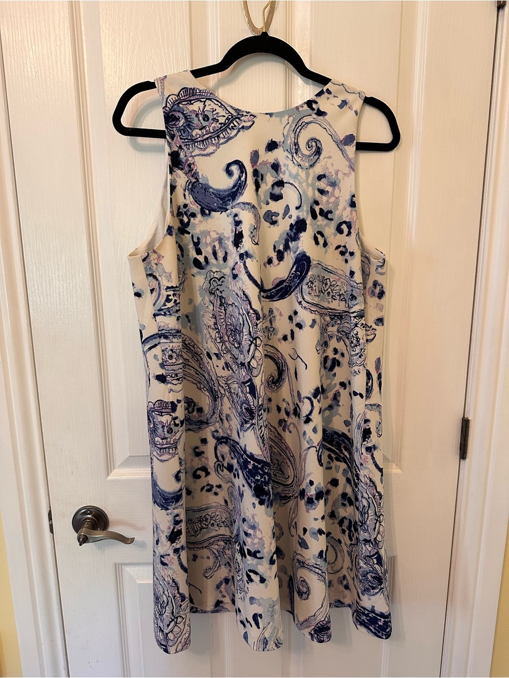Ralph Lauren White Sleeveless Mini Dress with Blue and Purple Paisley Print, 16